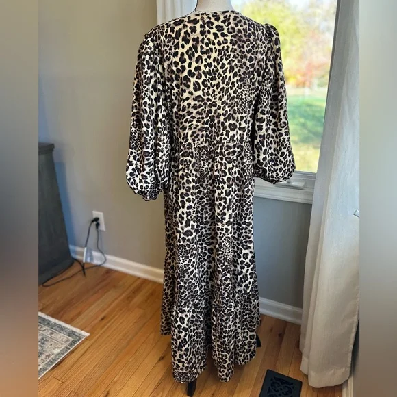 JODIFL gorgeous Bow Midi Dress Leopard Small~NWOT’S - Picture 6 of 12